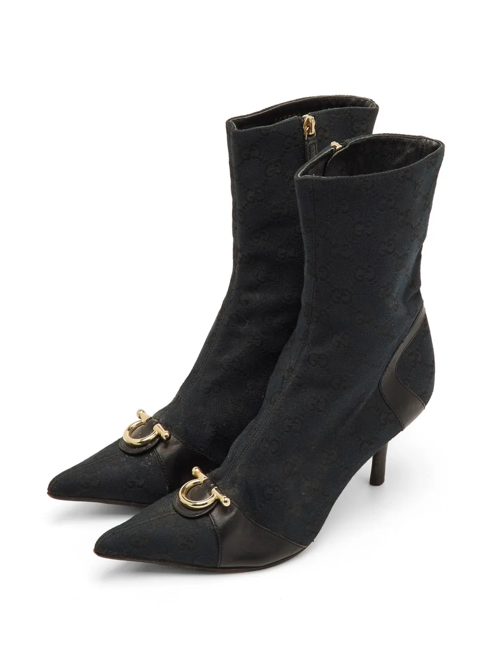 Ferragamo Pre-Owned GG canvas pointed toe ankle boots - Schwarz