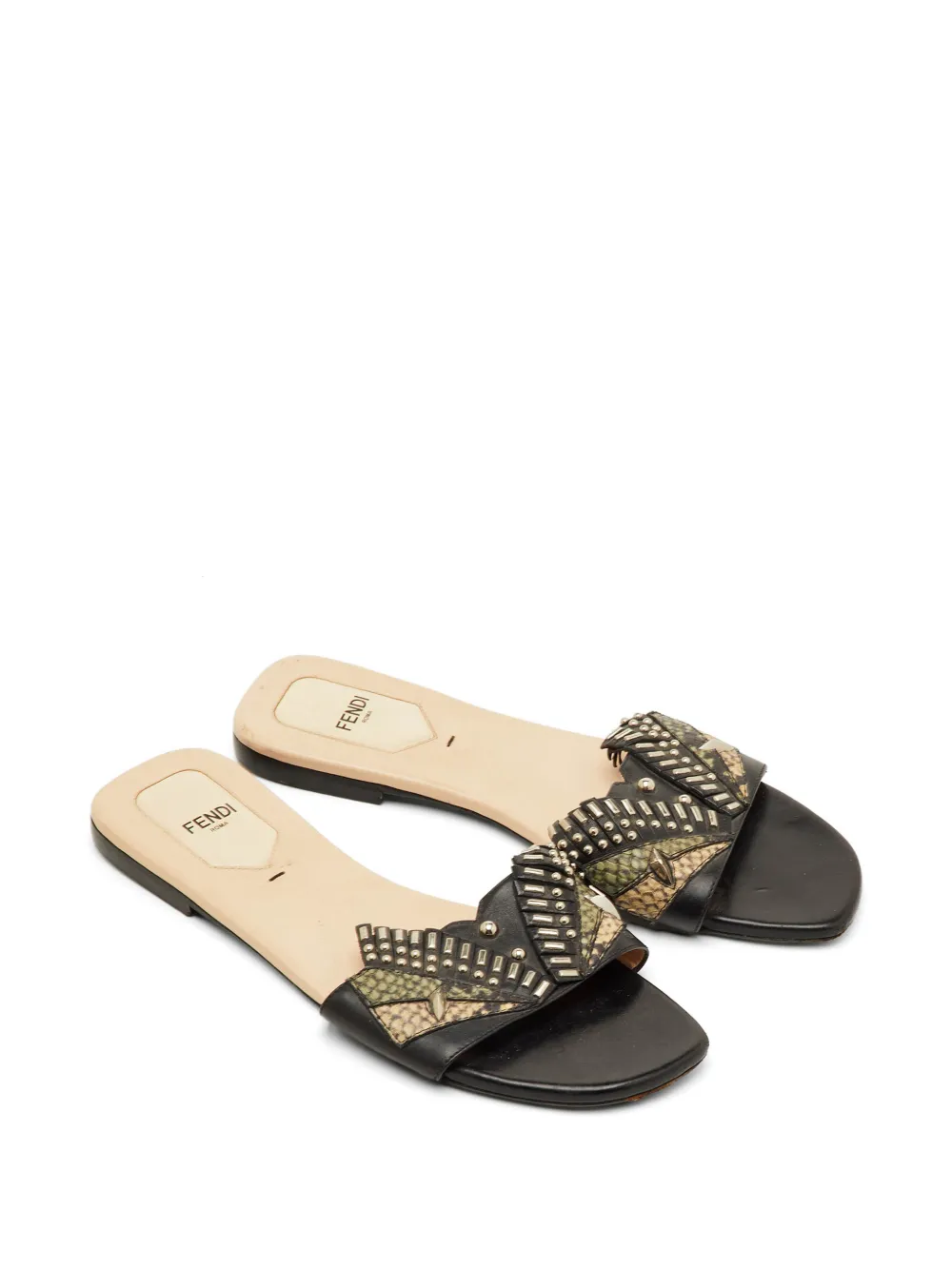 Fendi Pre-Owned studded flat sandals - Nero