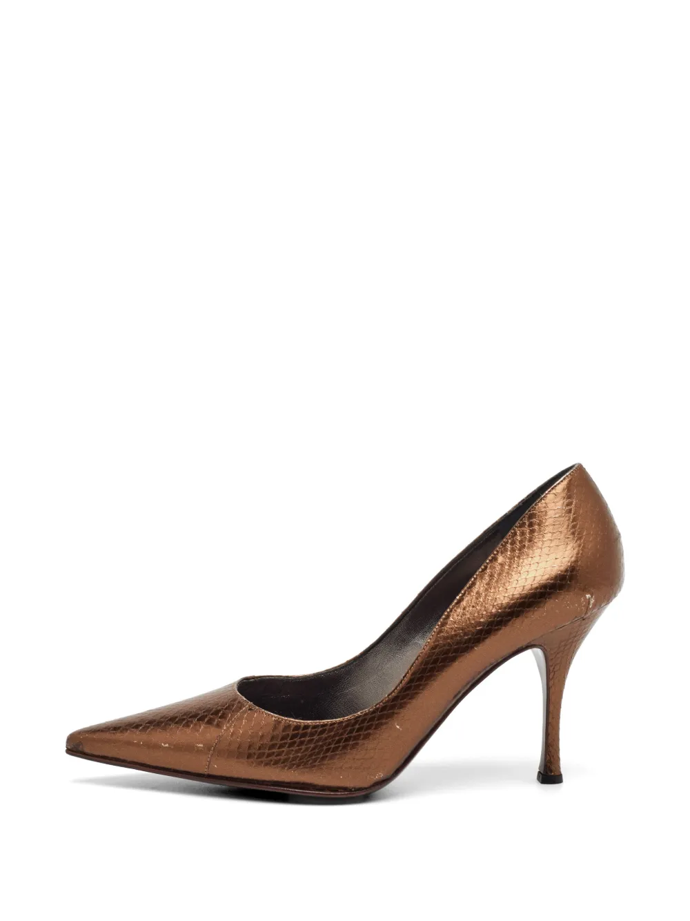 Dolce & Gabbana Pre-Owned snakeskin-embossed pointed-toe pumps - Marrone
