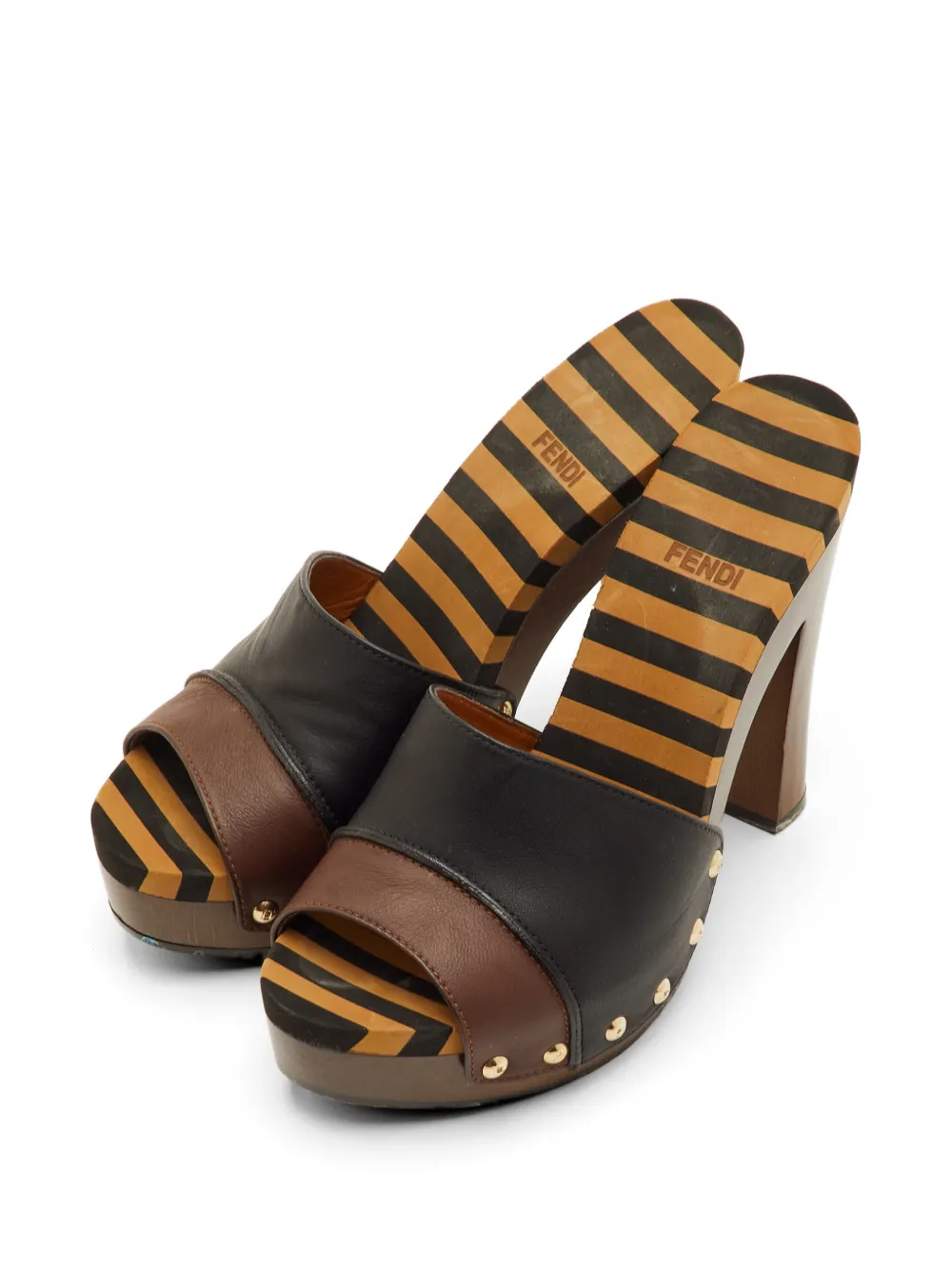 Fendi Pre-Owned striped platform sandals - Nero