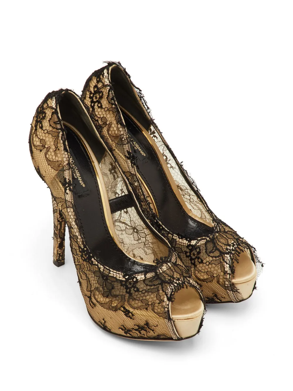 Dolce & Gabbana Pre-Owned floral-lace plantform pumps - Nero