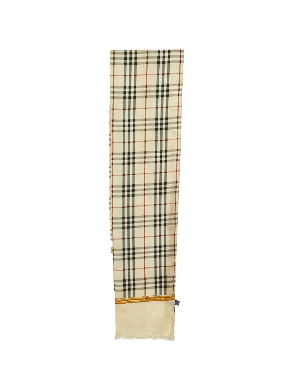 Pre-owned Burberry Vintage Check Fringed Scarf In Neutral
