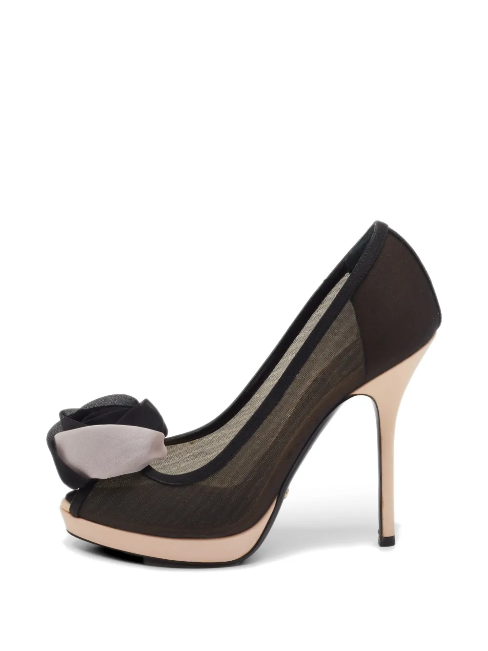 Christian Dior Pre-Owned flower-detail peep-toe pumps - Black