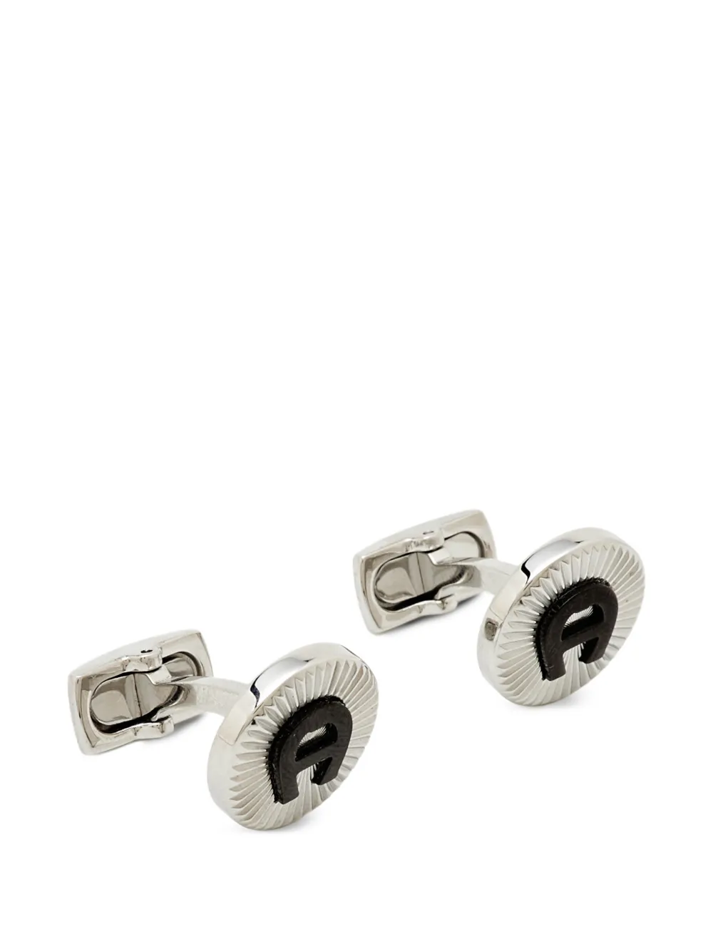 Aigner Vintage logo-plaque ceramic-detail cufflinks - Argento