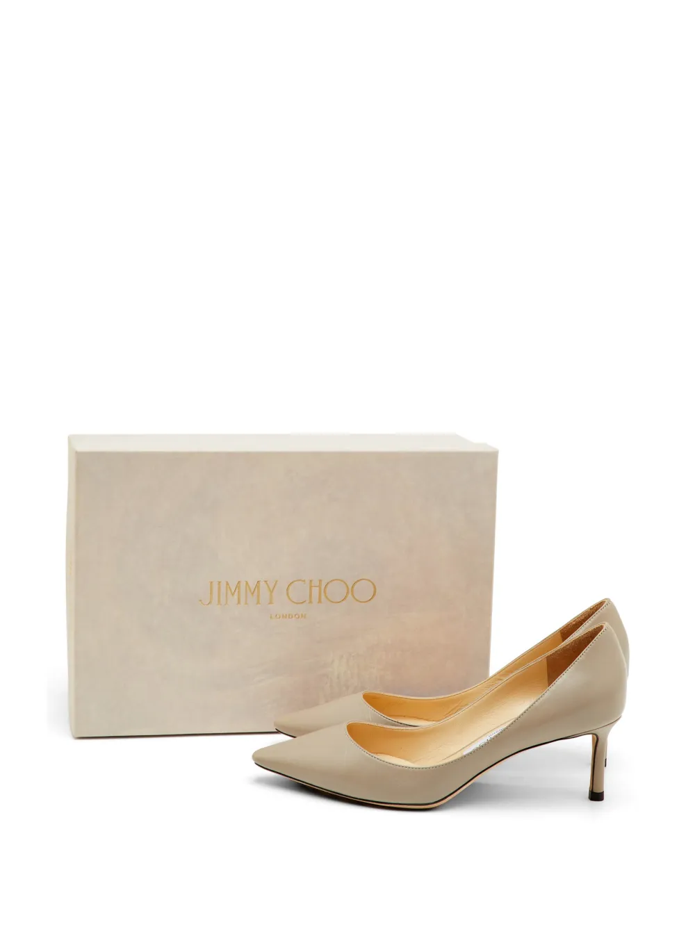 Jimmy Choo Pre-Owned Romy pointed-toe leather heeled pumps - Grau