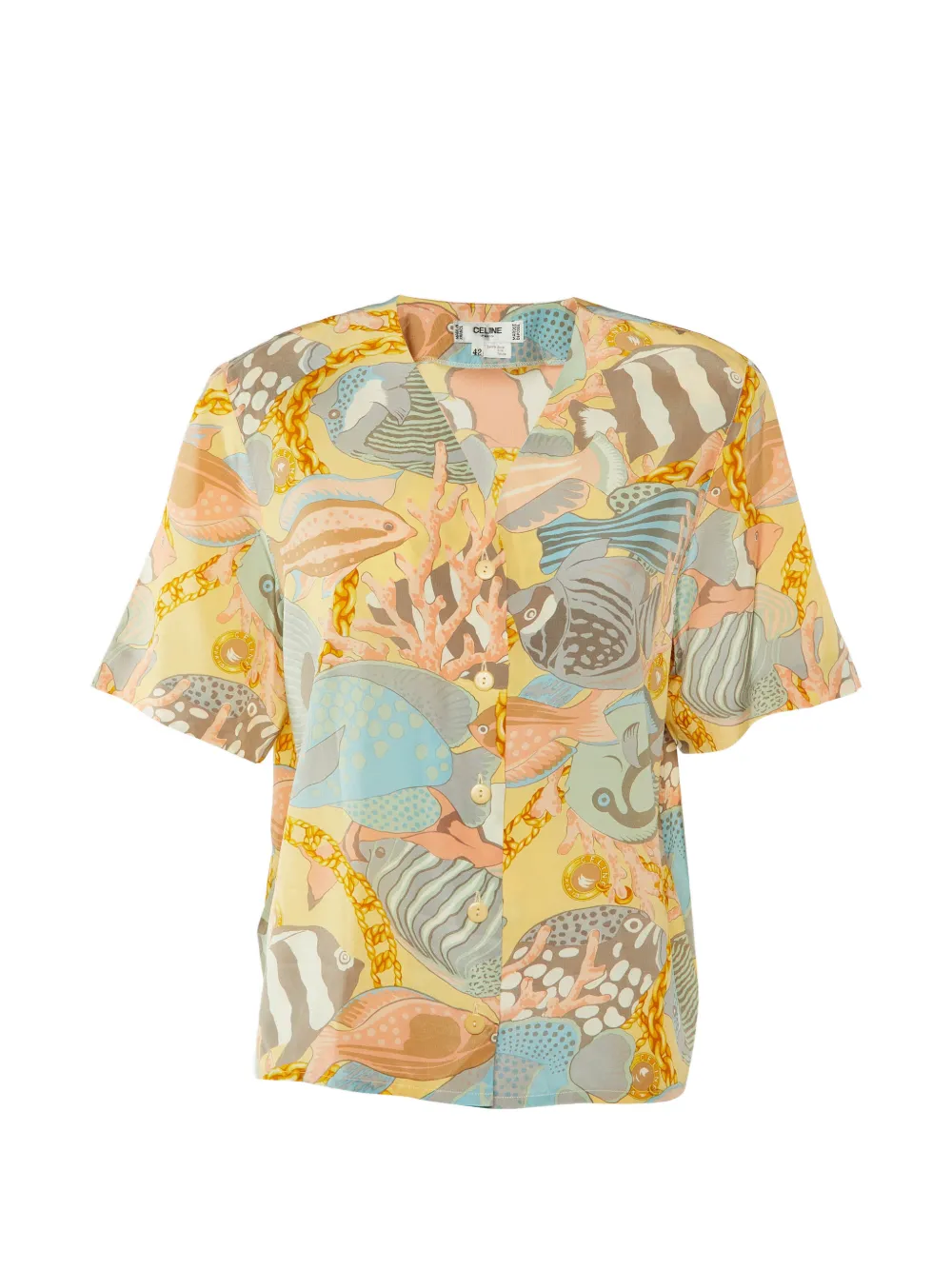 Celine Pre-Owned fish-print button-front shirt - Yellow