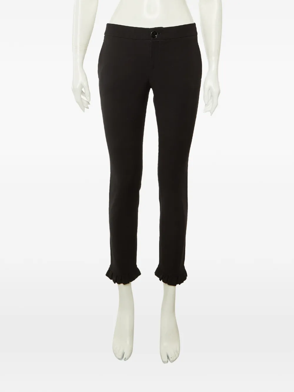 Gucci Pre-Owned ruffle-hem stretch-knit trousers - Nero