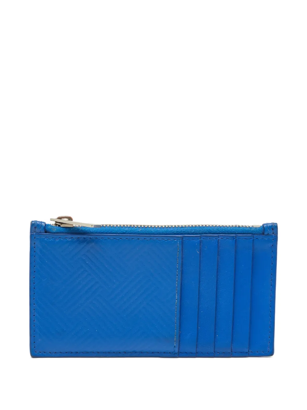Pre-owned Bottega Veneta Zip-fastening Leather Card Case In Blue
