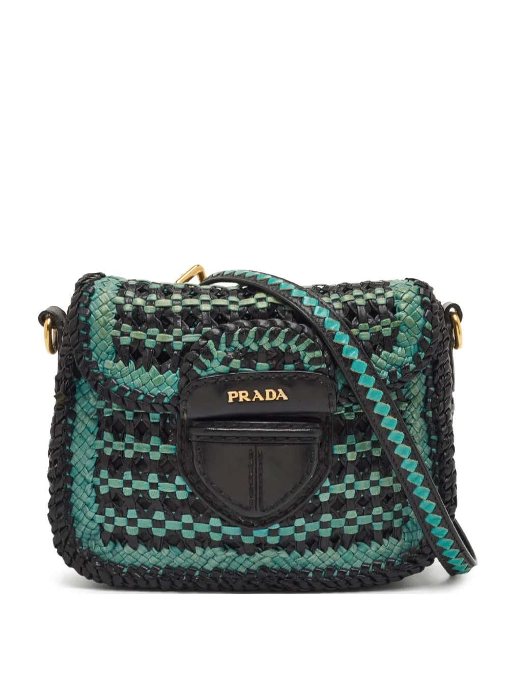 Prada Pre-Owned Madras woven crossbody bag - Black