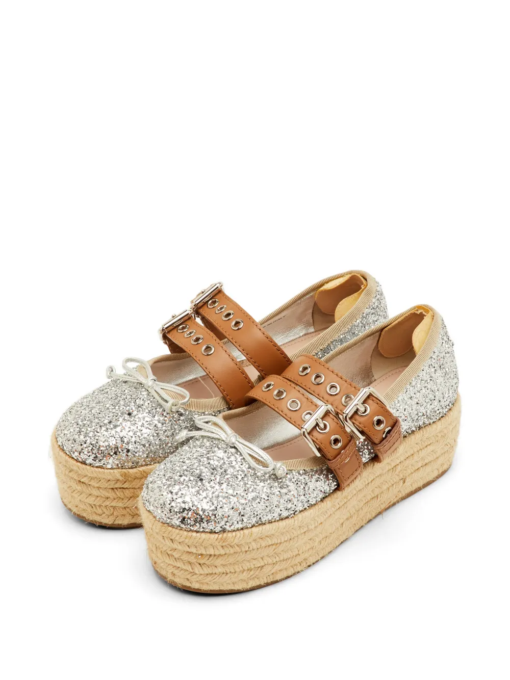 Miu Miu Pre-Owned platform espadrille ballet flats - Silber