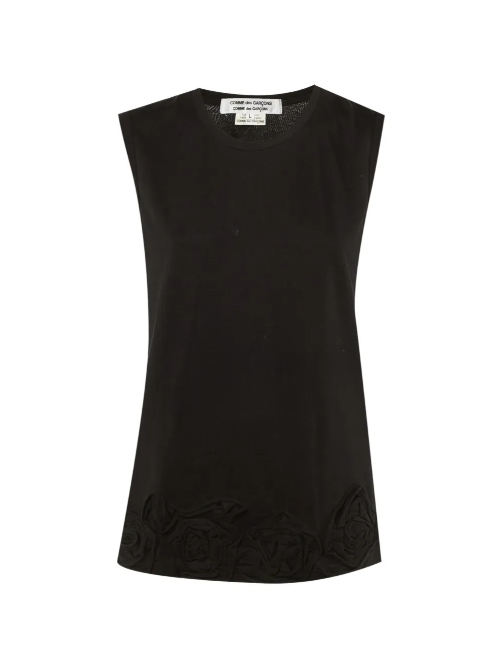 Pre-owned Comme Des Garçons Floral-appliqué Tank Top In Black