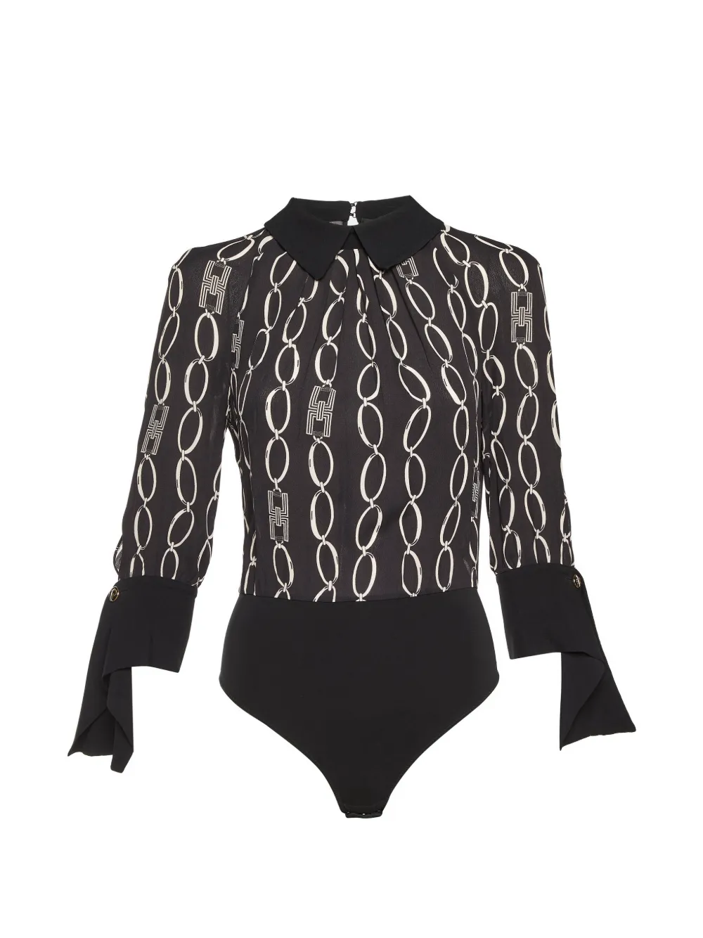 Elisabetta Franchi chain-print long-sleeve bodysuit - Nero