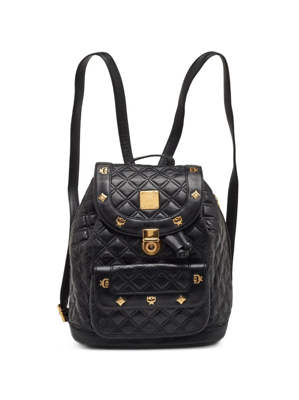 Pre-owned Mcm Stark Quilted Leather Backpack In Black