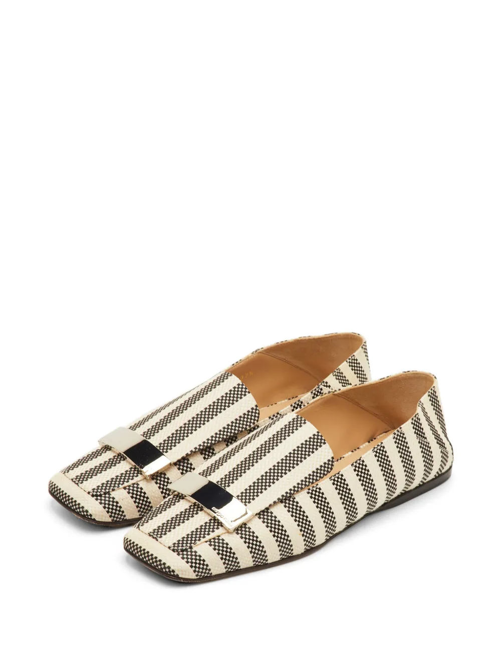 Pre-owned Sergio Rossi Sr1 Striped Moccasins In Neutral