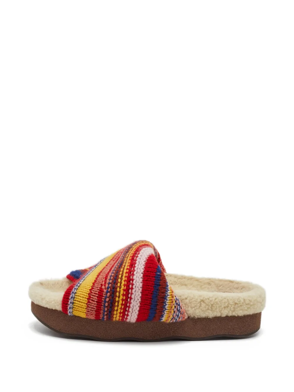 Chloé Pre-Owned Wavy shearling platform sandals - Rosso