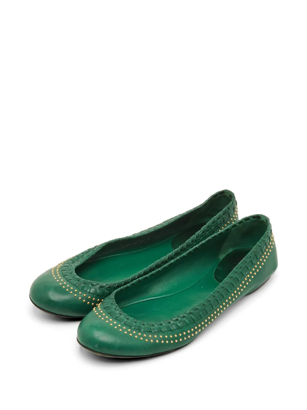Gucci Pre-Owned studded whipstitch ballet flats - Verde