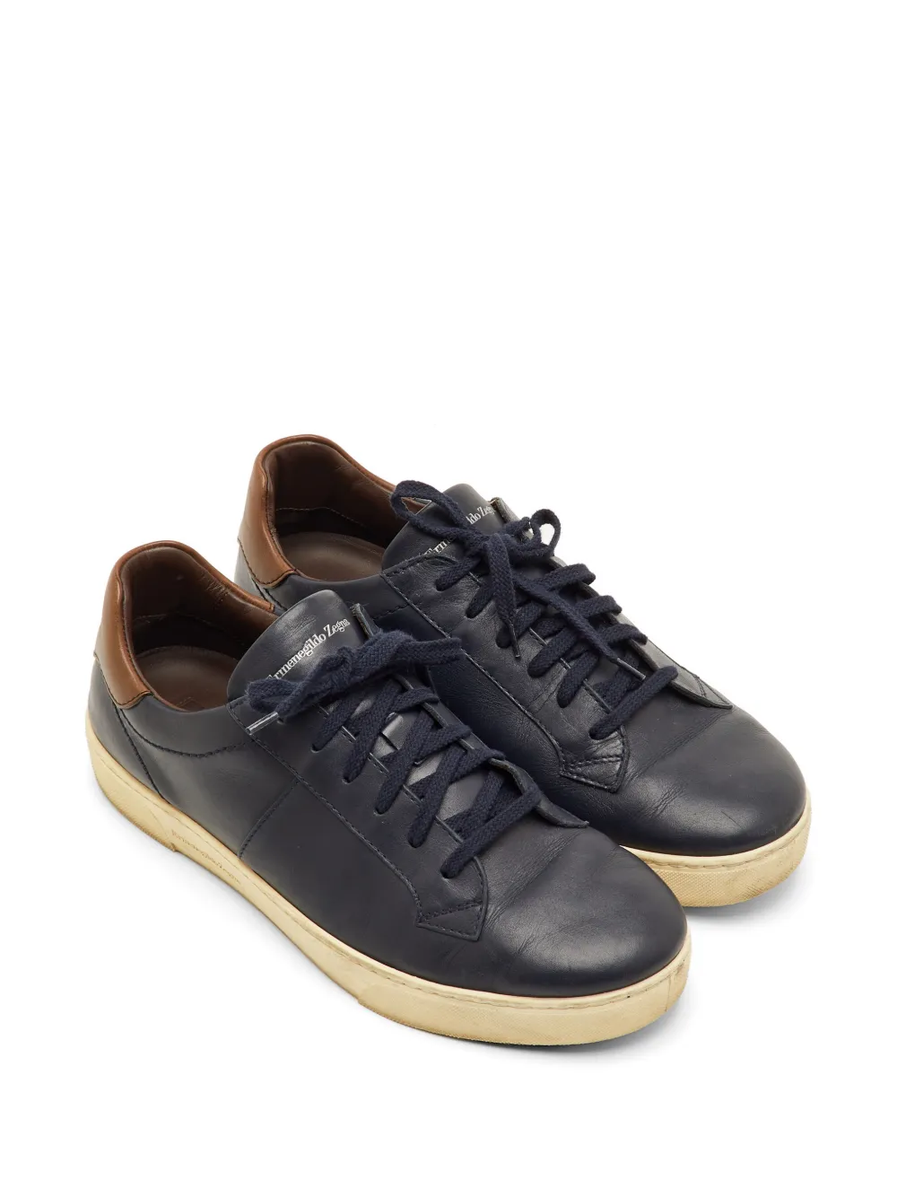 00s Y2K ermenegildo zegna レザー ドライビングシューズ Ermenegildo Zegna Vintage Leather Sneakers | Blue | FARFETCH