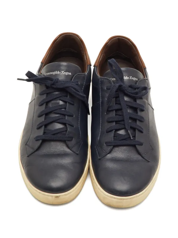 Ermenegildo Zegna Vintage Leather Sneakers | Blue | FARFETCH