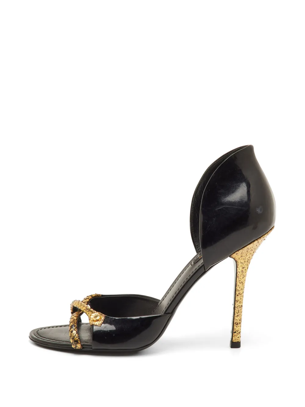 Louis Vuitton Pre-Owned snakeskin-effect patent leather sandals - Schwarz