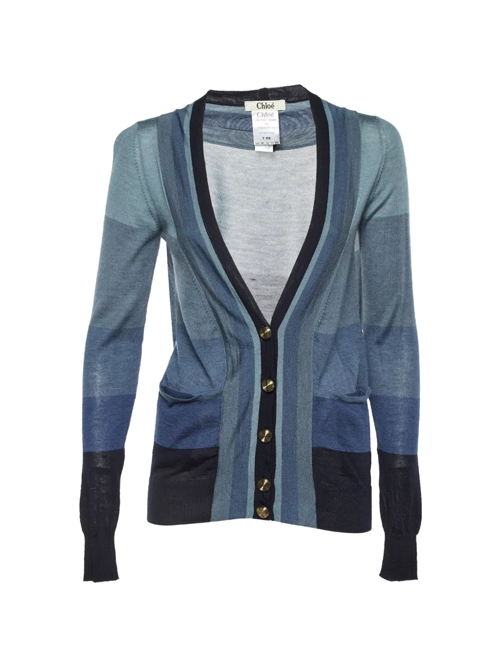 Chloé Pre-Owned striped button-front cardigan - Blu