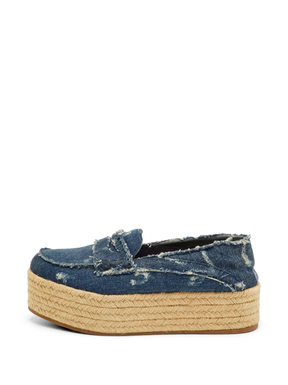 Miu Miu Pre-Owned platform espadrille loafers - Blu