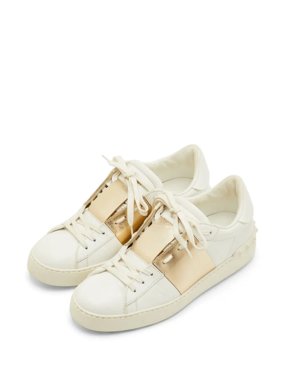 Valentino Garavani Pre-Owned Rockstud leather sneakers - Bianco