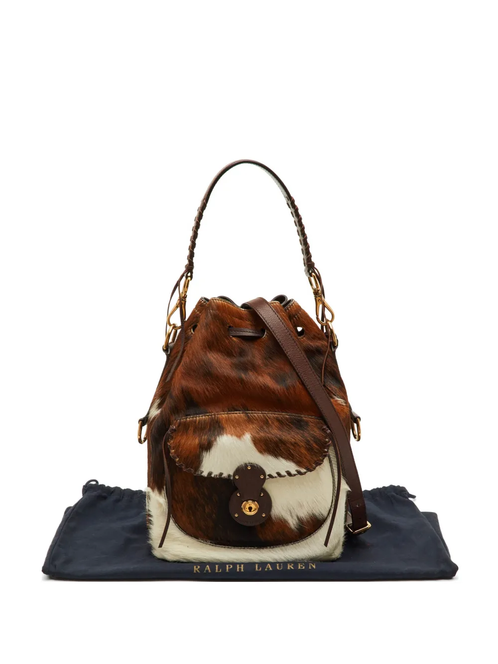 Polo Ralph Lauren Vintage Ricky animal-print bucket bag - Brown