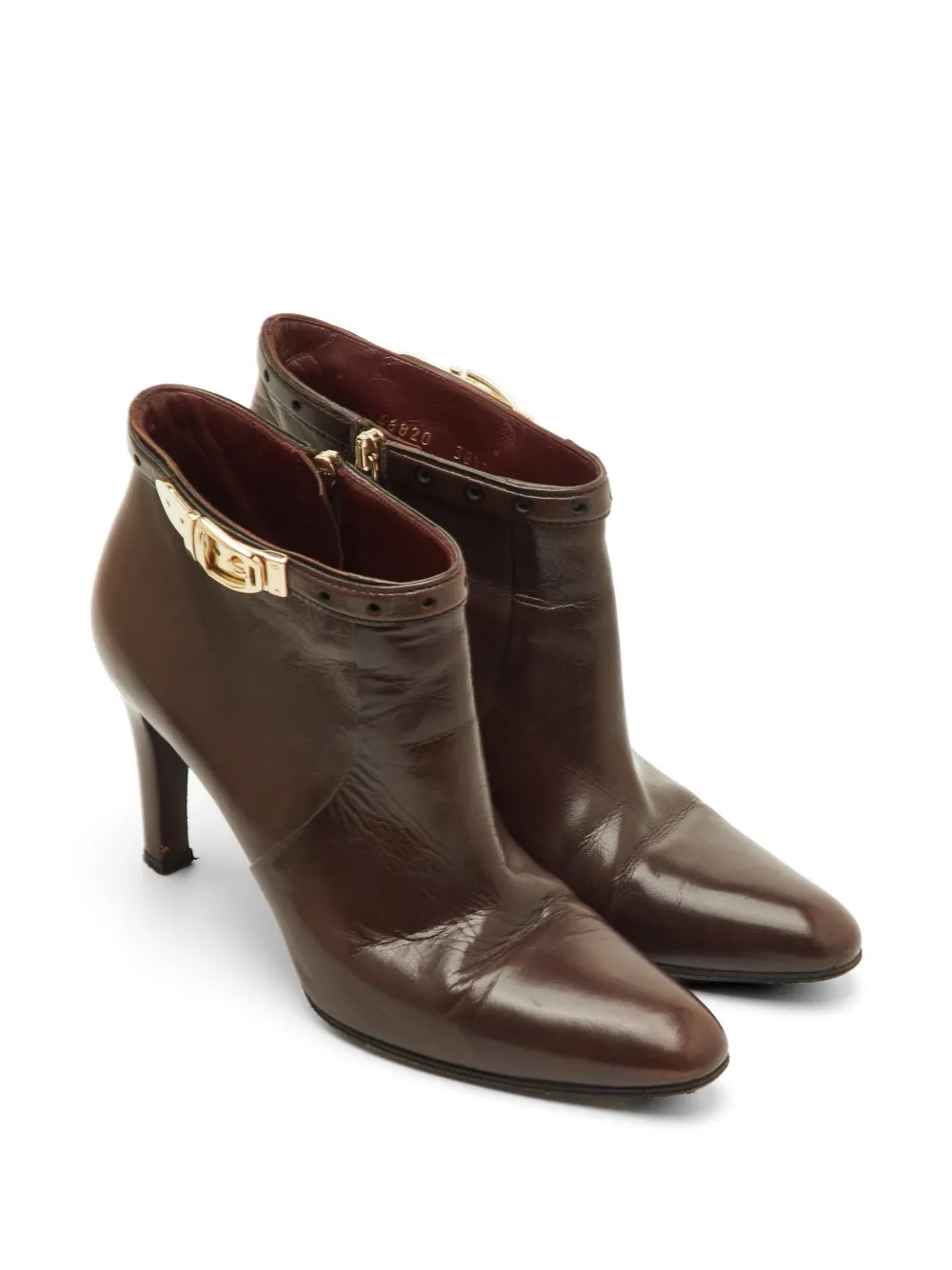 Gucci Pre-Owned Buckle leather ankle boots - Brown