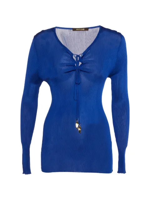 Roberto Cavalli Vintage ribbed-knit lace-up sweater