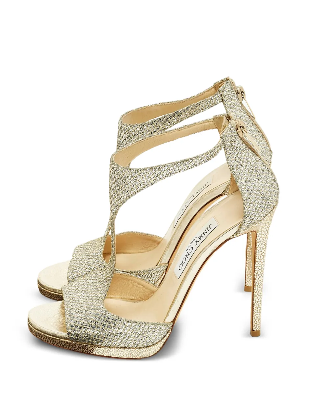 Jimmy Choo Pre-Owned Lana glitter sandals - Gold