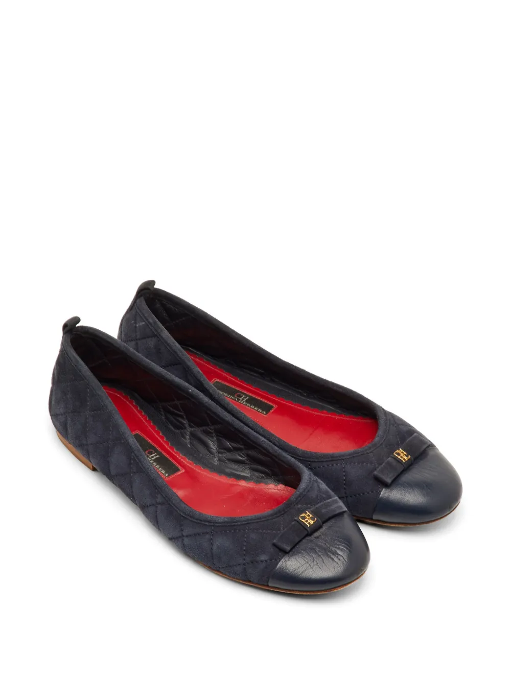 Carolina Herrera Vintage bow quilted ballet flats - Blau