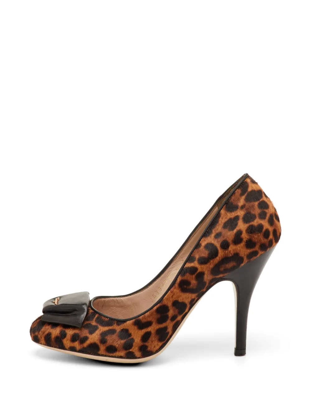 Ferragamo Pre-Owned leopard-print bow pumps - Marrone
