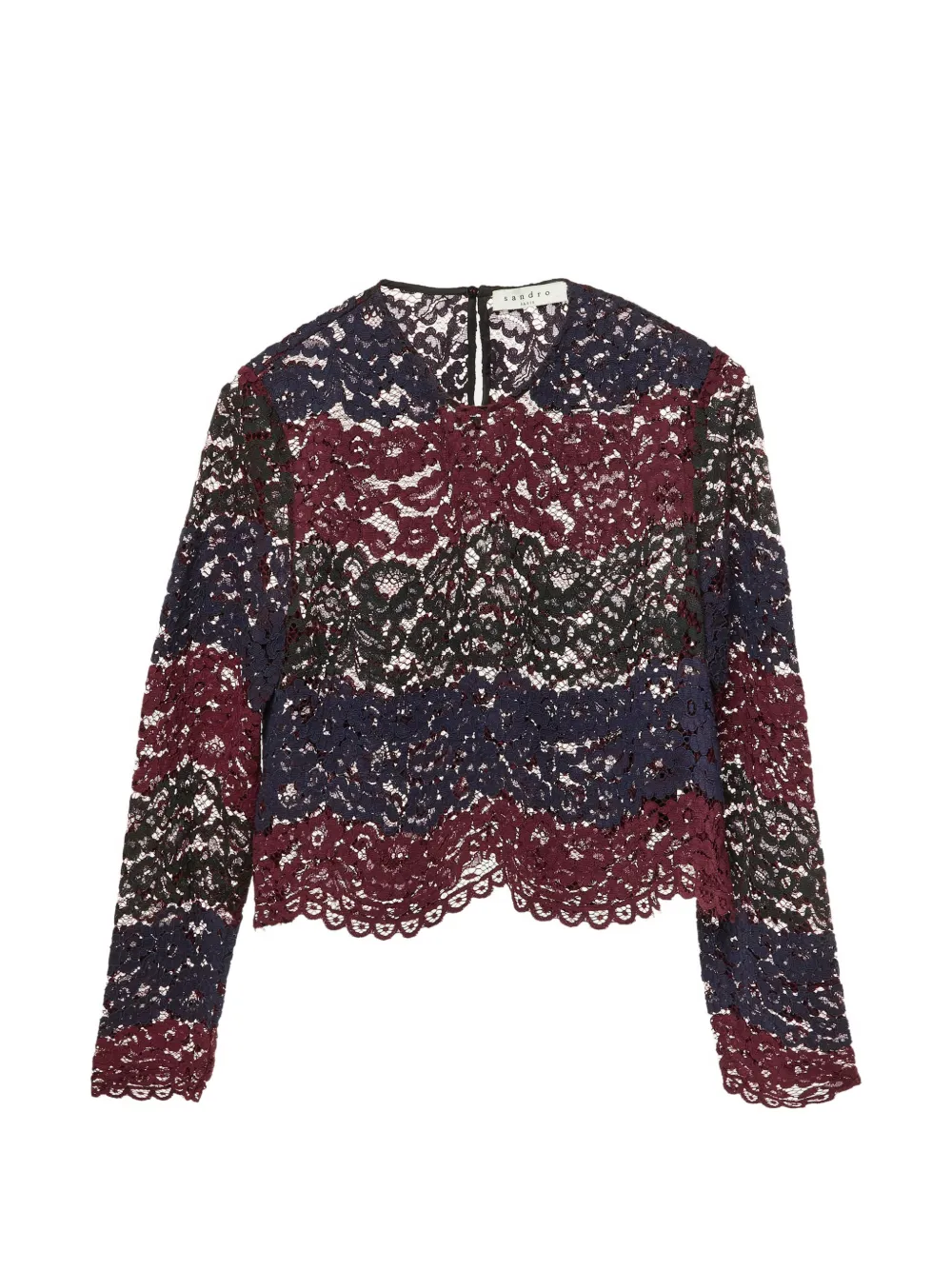 SANDRO floral lace scalloped top - Rosso
