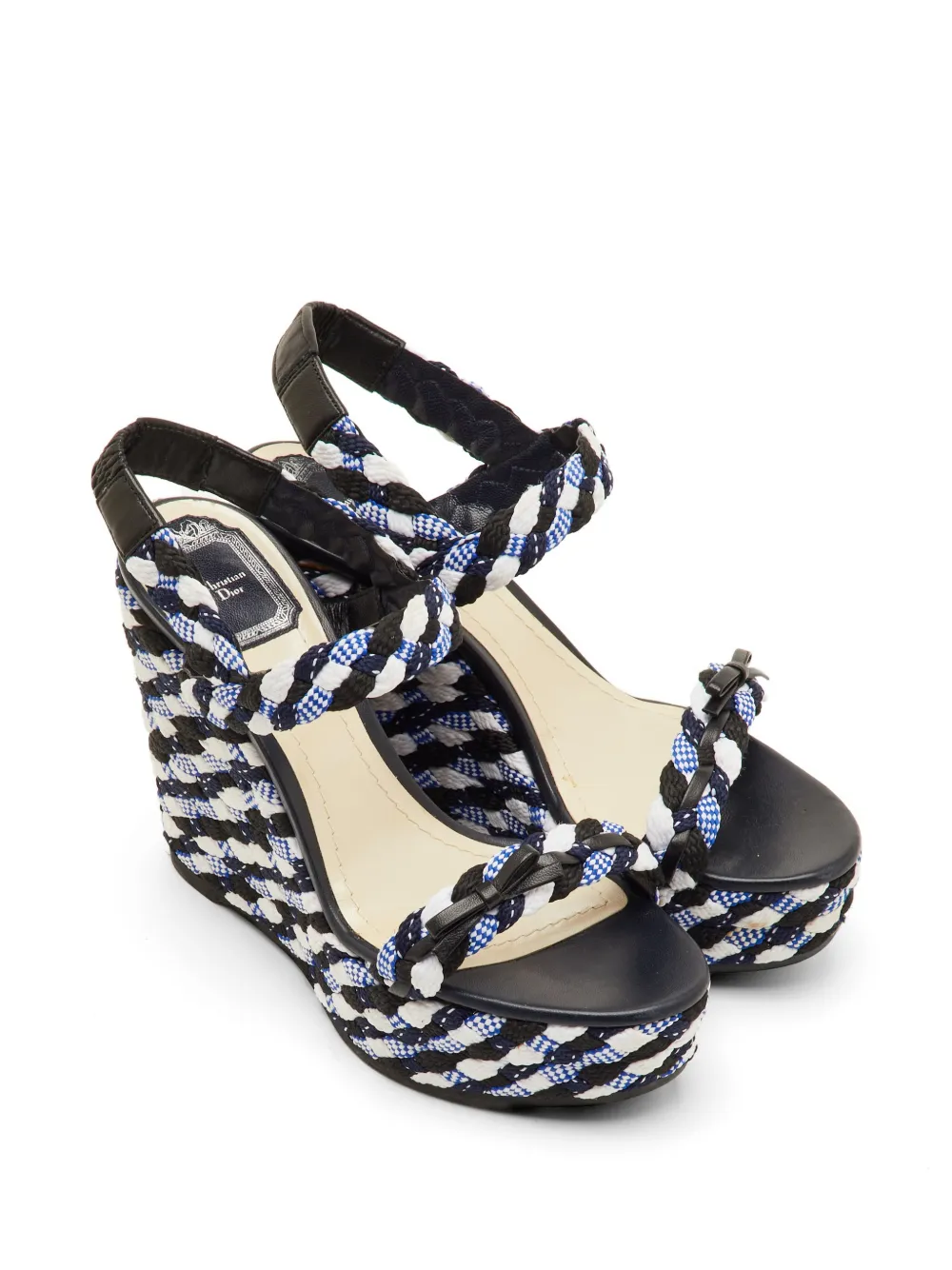 Christian Dior Pre-Owned braided platform wedge sandals - Blau