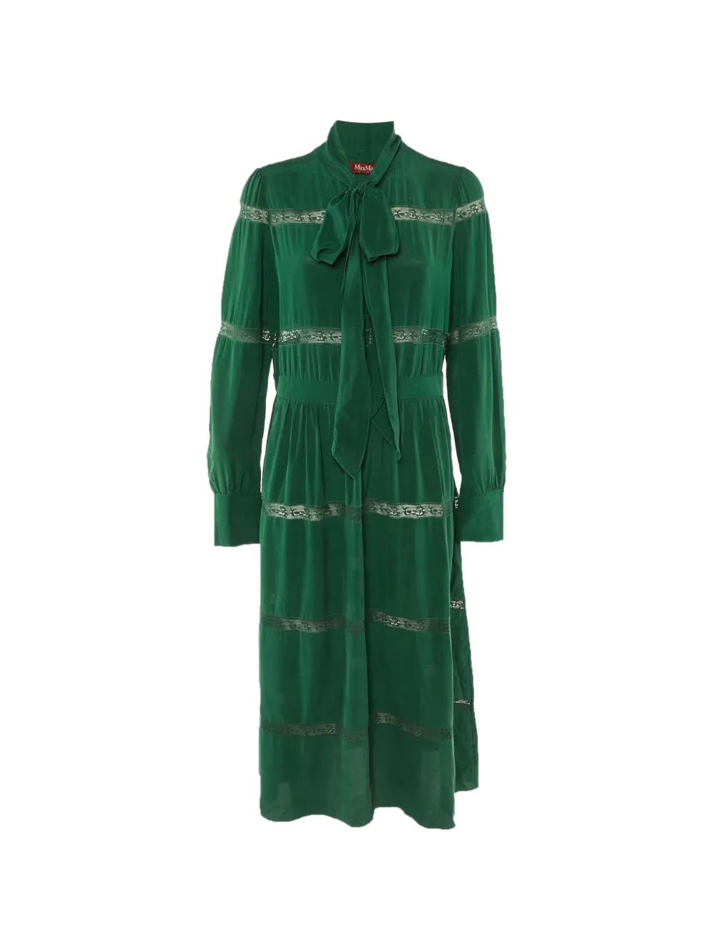 Max Mara tiered lace-insert maxi dress - Verde