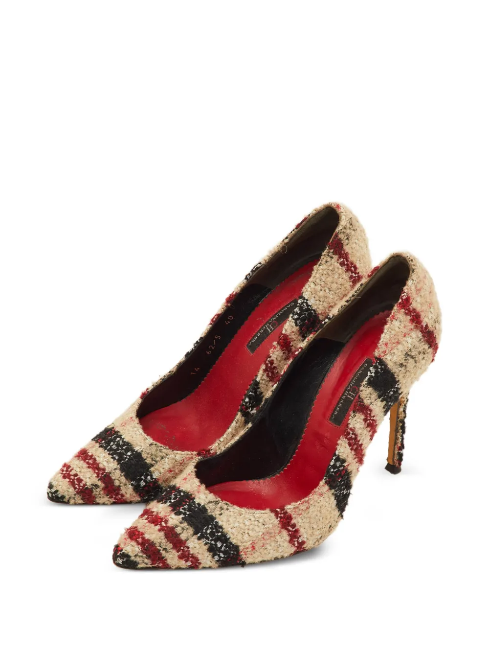Carolina Herrera Vintage Karierte Tweed-Pumps - Nude