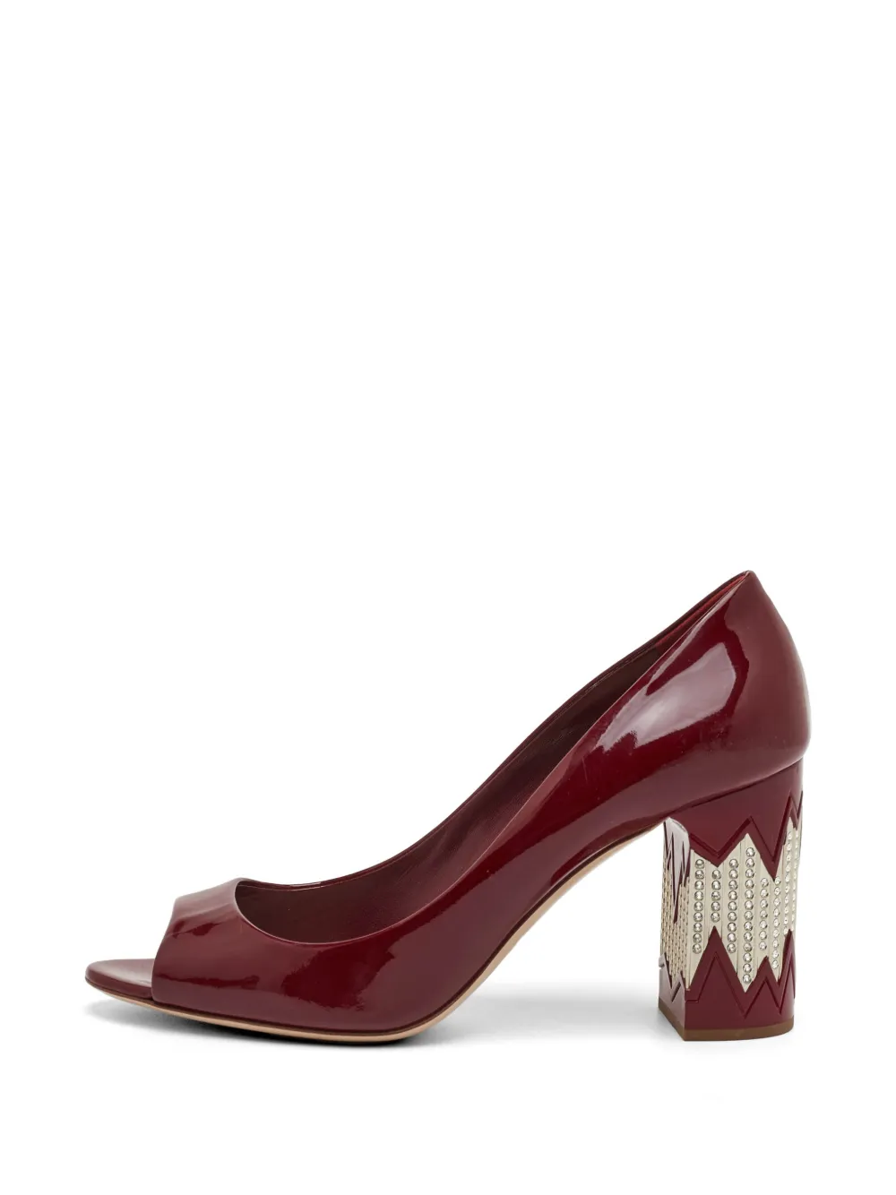 Miu Miu Pre-Owned peep-toe crystal-embellished pumps - Rot
