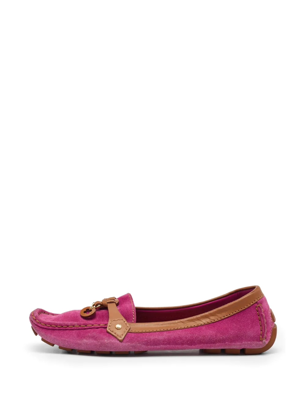 Pre-owned Louis Vuitton Suede Loafers In Pink
