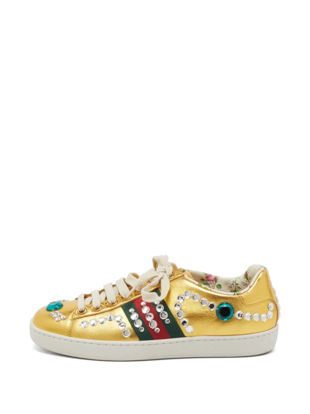 Gucci Pre-Owned Web leather sneakers - Gold