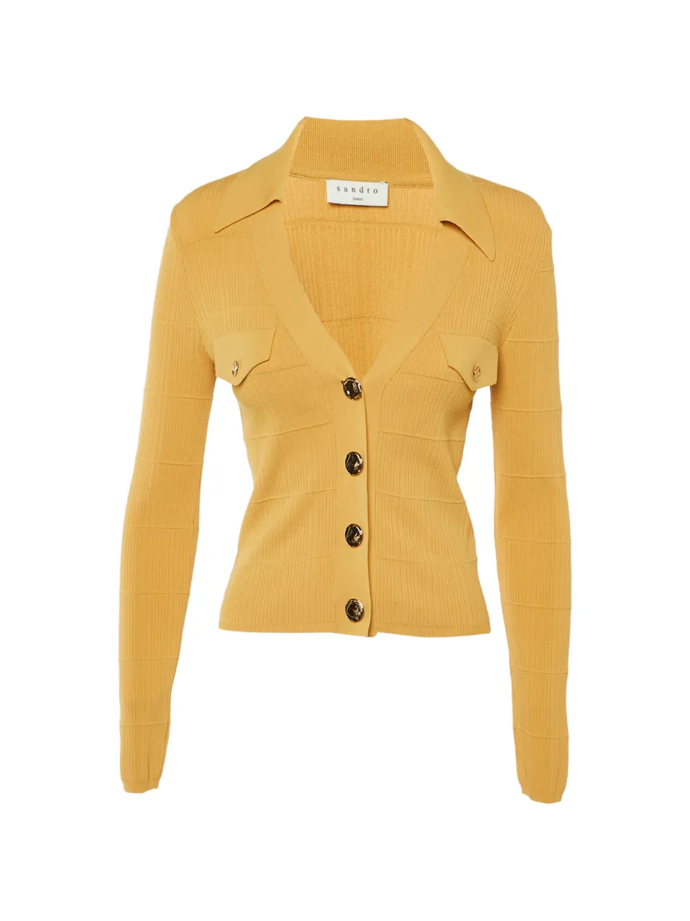SANDRO Cardigan a coste - Giallo