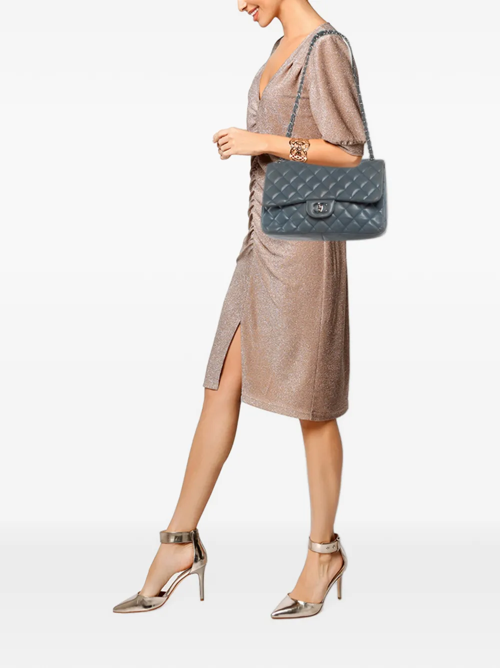 Pre-owned Chanel 2012 Medium Jumbo Classic Double Flap Shoulder Bag In Blue