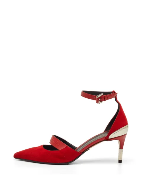 Balmain Pre-Owned logo-embossed ankle-strap pumps