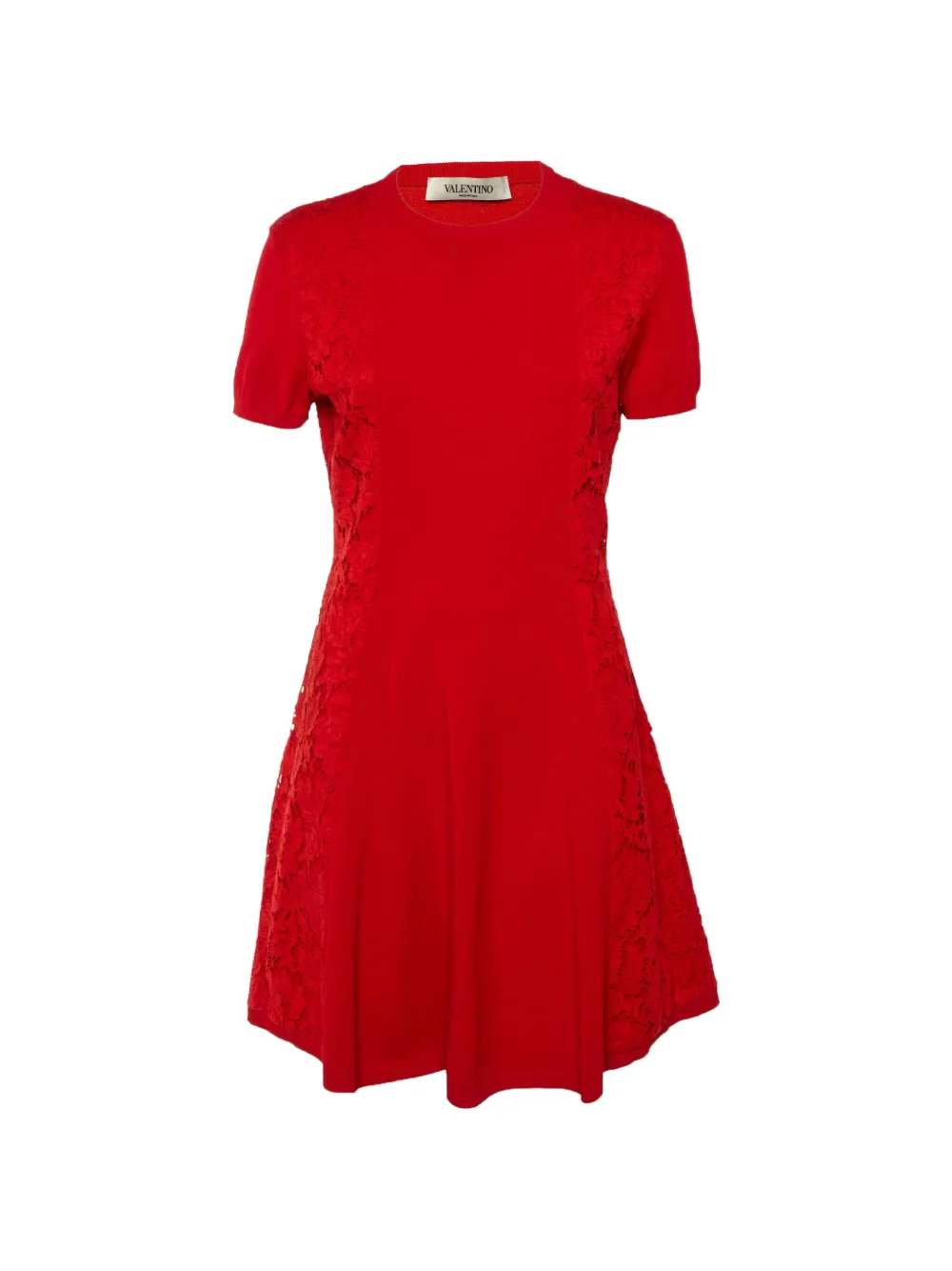 Valentino Garavani Pre-Owned lace panel knit mini dress - Rosso