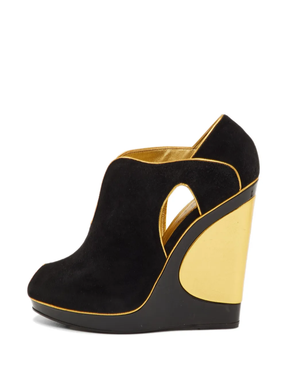 Saint Laurent Pre-Owned cut-out peep-toe wedge pumps - Schwarz