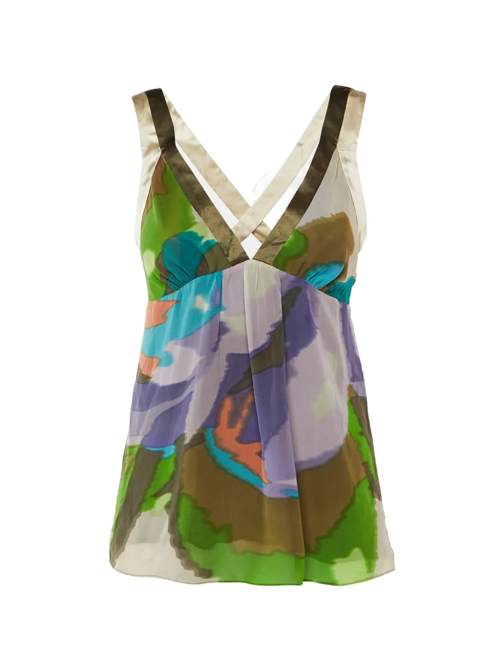 Etro Pre-Owned printed plunge-neck top - Verde