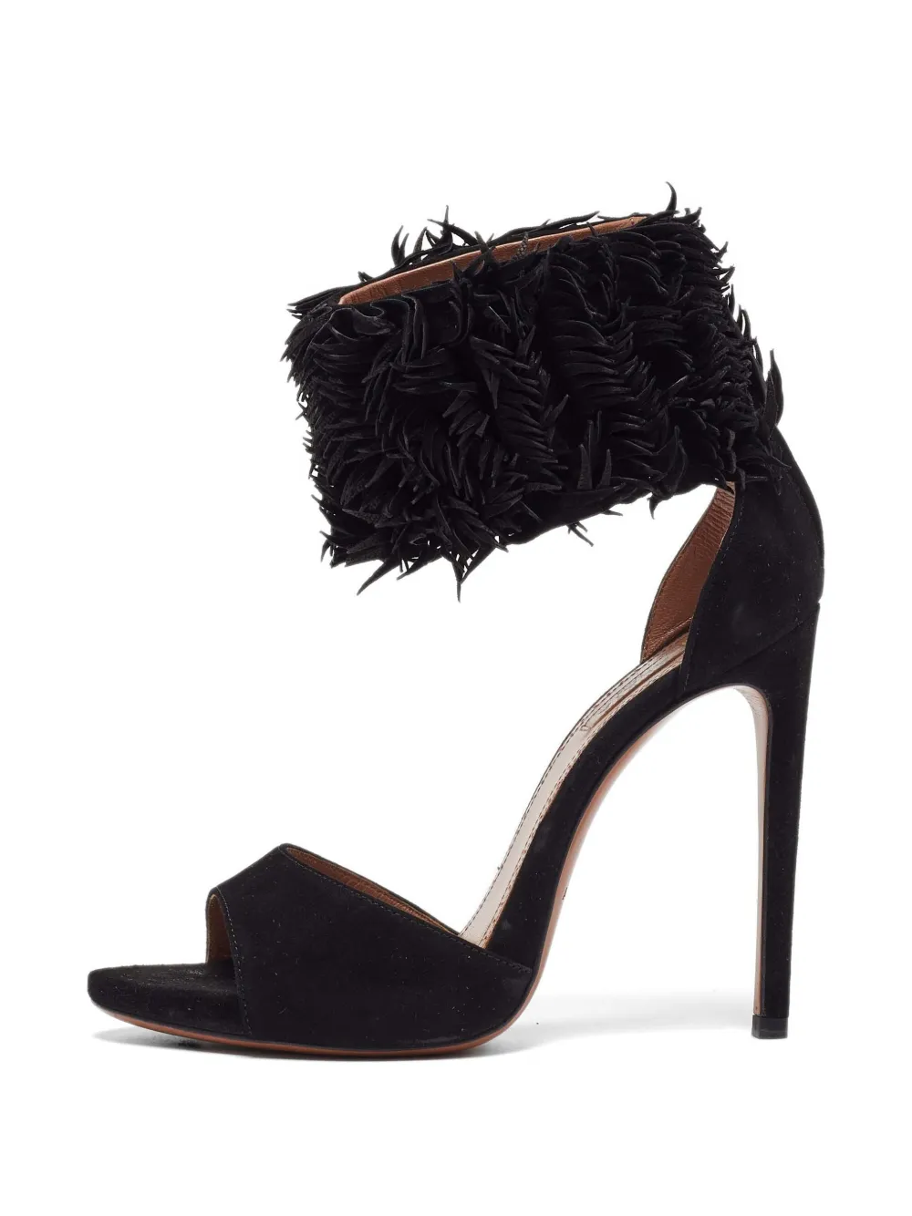 Alaïa Pre-Owned fringed ankle-cuff chamois sandals - Black