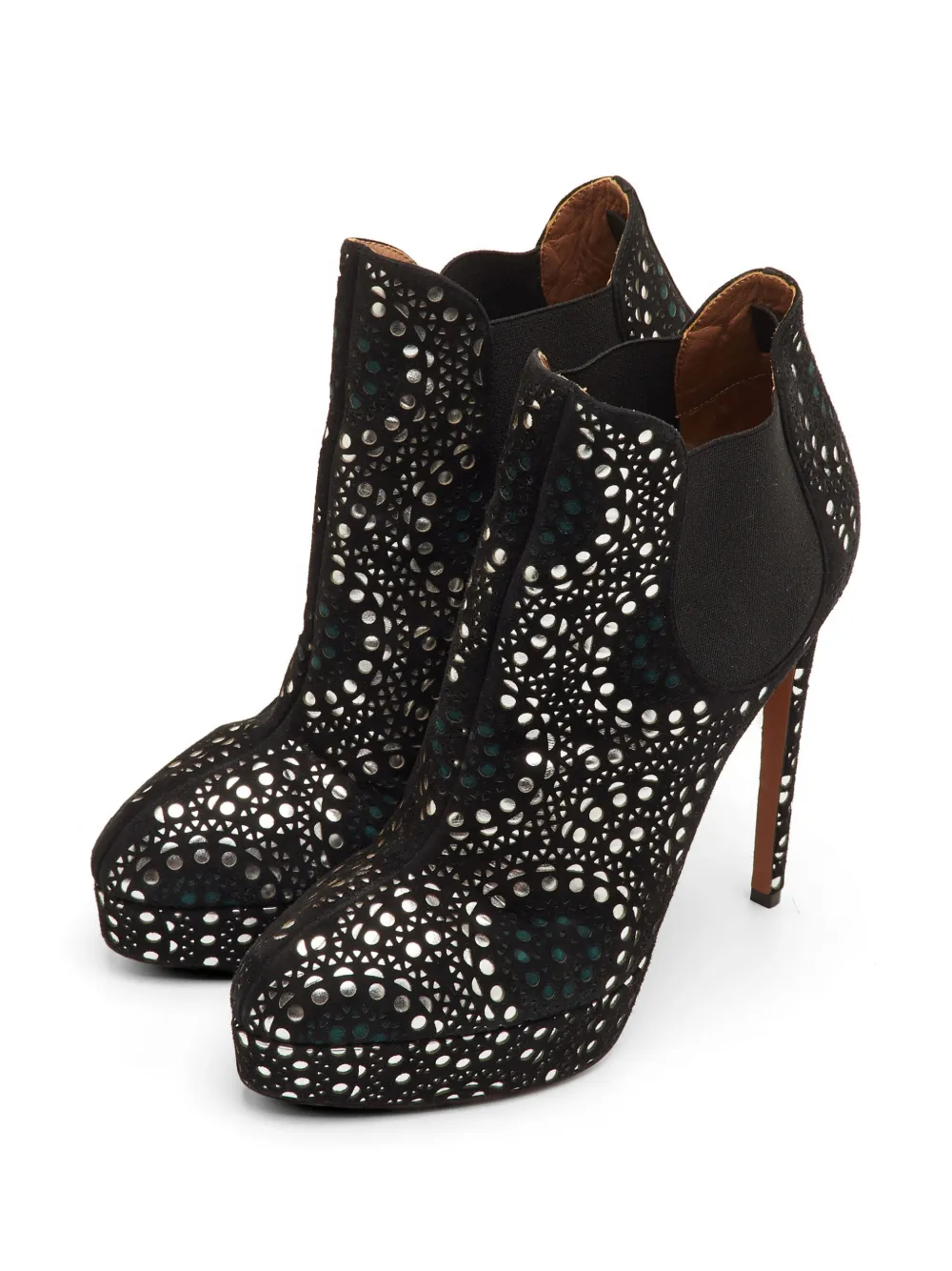 Alaïa Pre-Owned laser-cut platform boots - Black