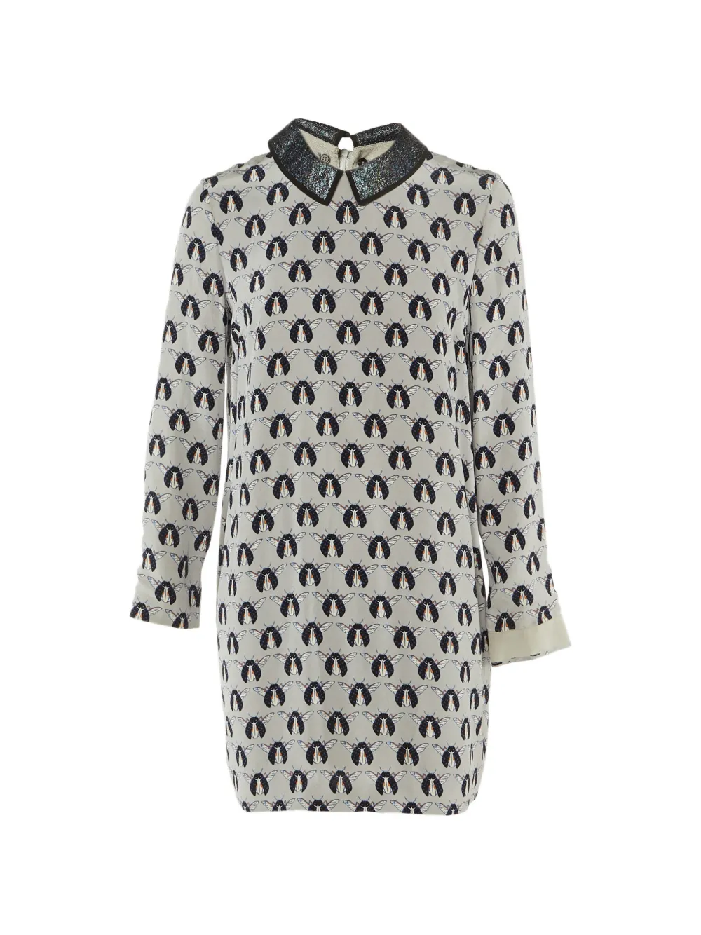 Pre-owned Victoria Beckham Graphic-print Silk Mini Dress In Gray
