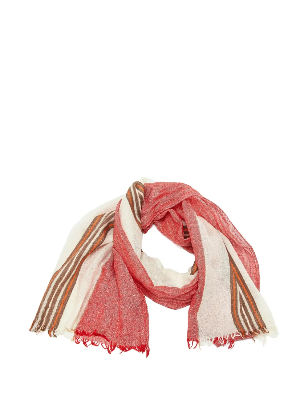 Tod's Vintage striped fringed scarf - Rosso