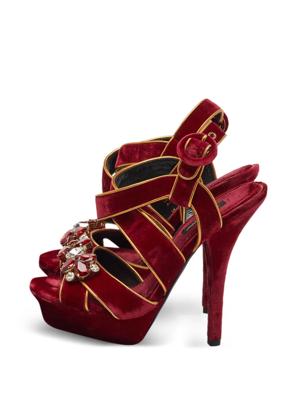 Dolce & Gabbana Pre-Owned crystal-embellished platform sandals - Rot